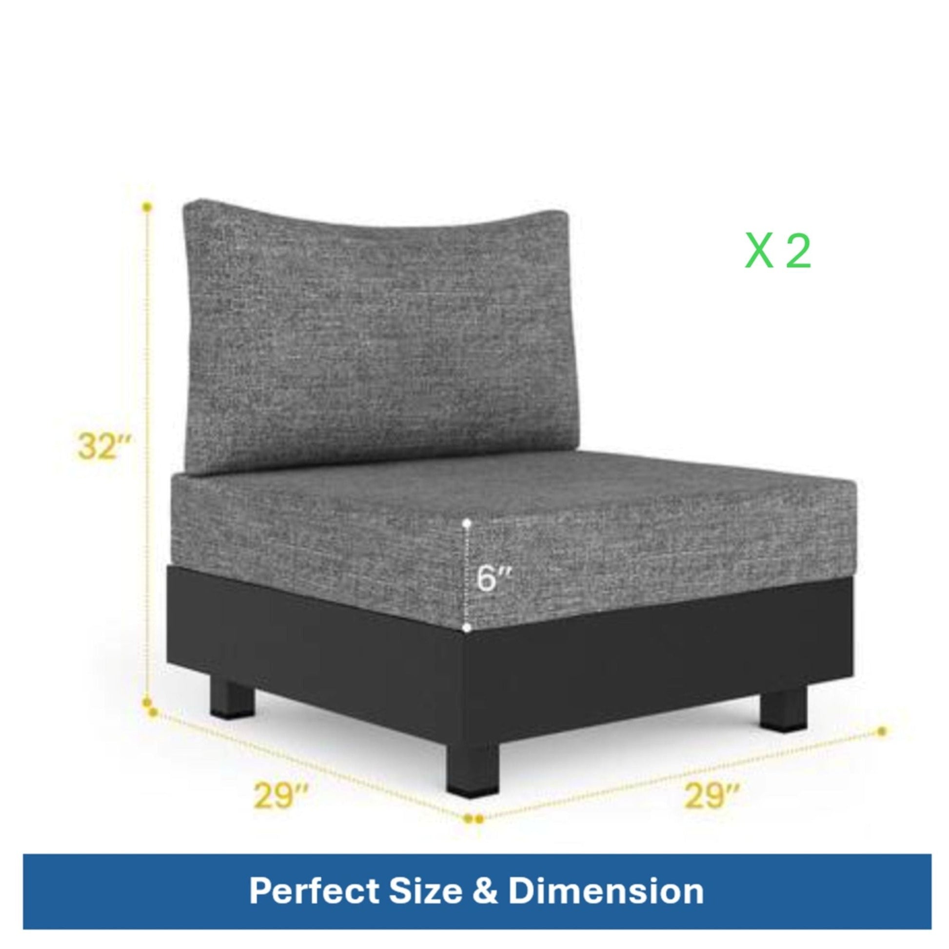 Modular armless chairs with coffee table garden set gray by HouseOfZazla set of 2 on Tampa Home & Garden Store
