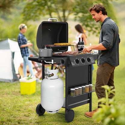 39 000 BTU Outdoor Burner Propane Gas Grill on Wheels-Black