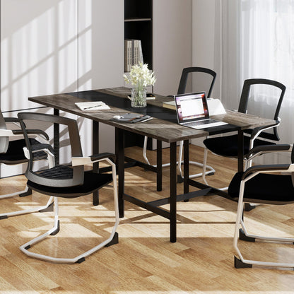 39.5" square conference table with thickened tabletop, wood veneer, black center panel on Tampa Home & Garden Store