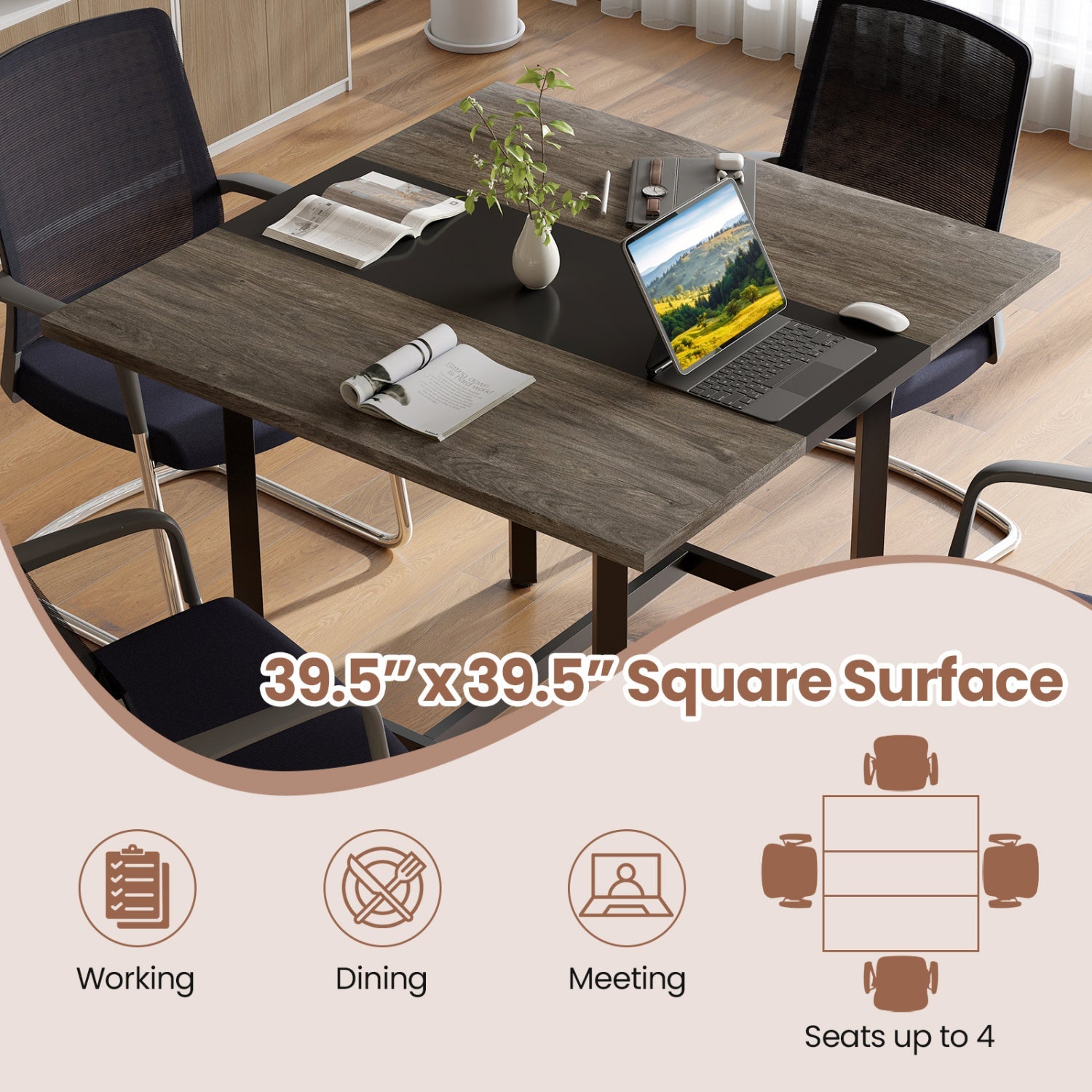 Conference table 39.5x39.5 in square with thickened tabletop, DirectDeals on Tampa Home & Garden Store