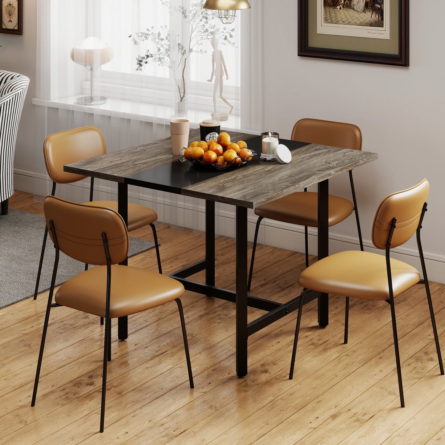 Conference table 39.5-inch square with thickened top and black metal legs, DirectDeals on Tampa Home & Garden Store