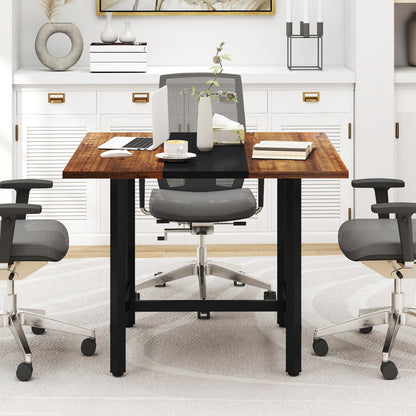 Conference table 39.5-inch square with thickened wood tabletop and black metal legs DirectDeals on Tampa Home & Garden Store