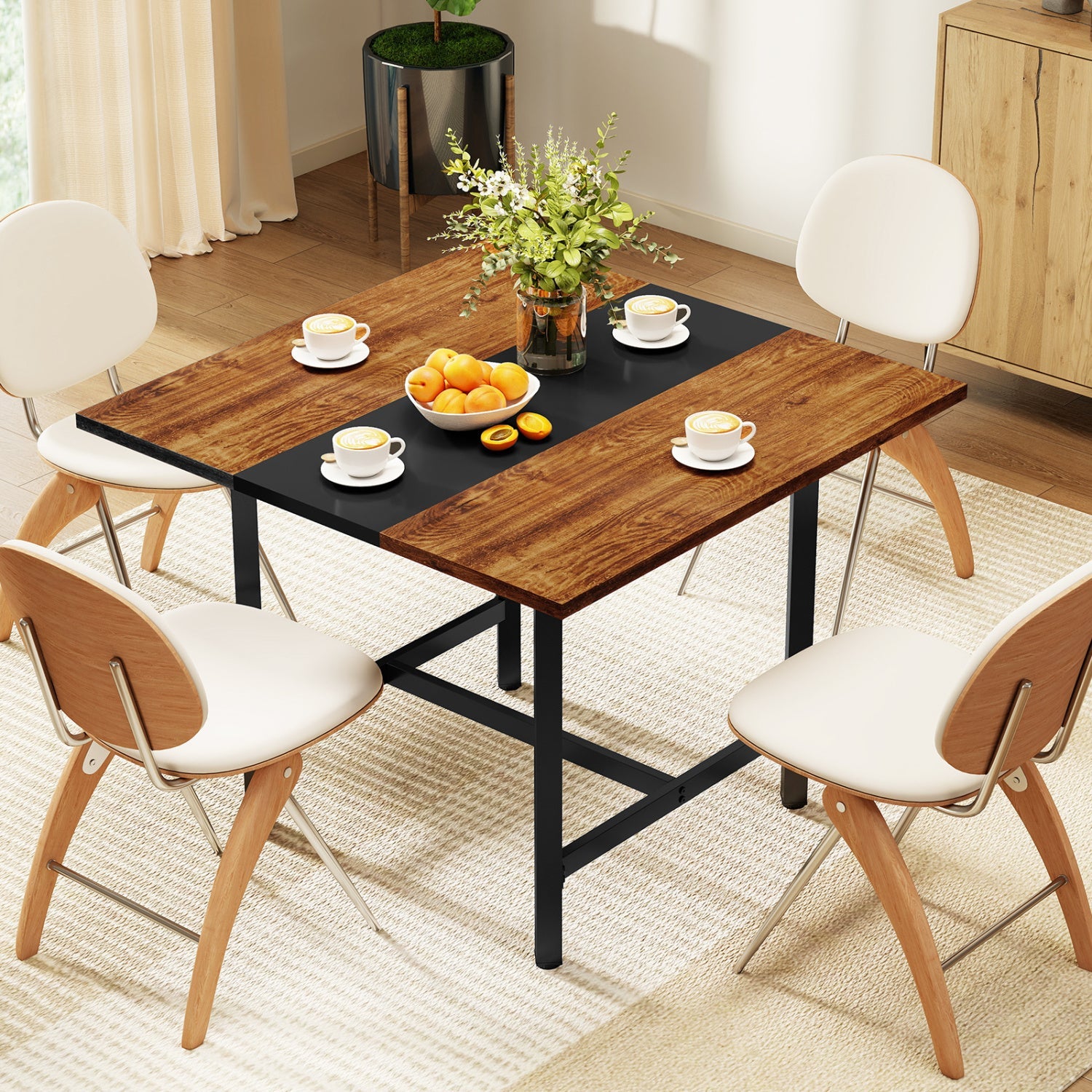 39.5in Square Conference Table with Thickened Tabletop by DirectDeals, wood top with black center stripe on Tampa Home & Garden Store