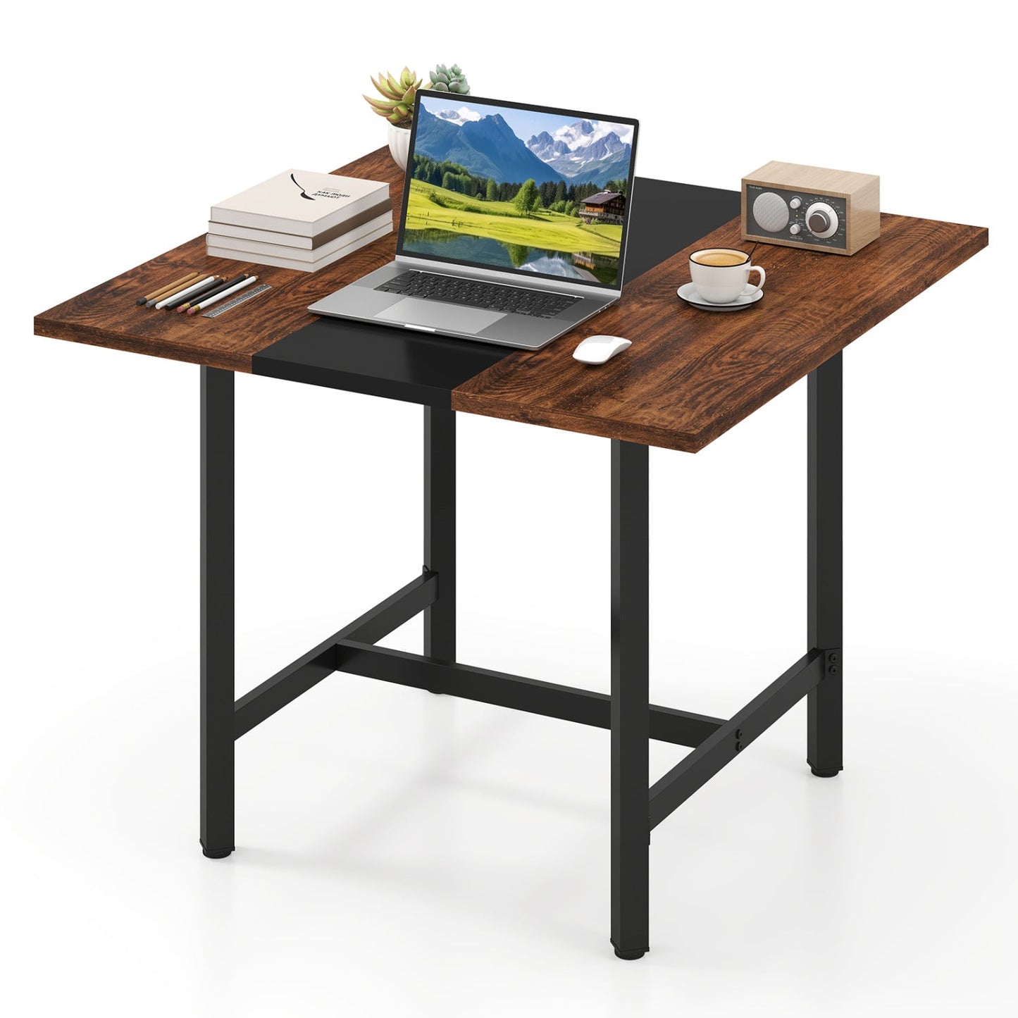 39.5in square conference table by DirectDeals with thickened wood tabletop and black metal legs on Tampa Home & Garden Store