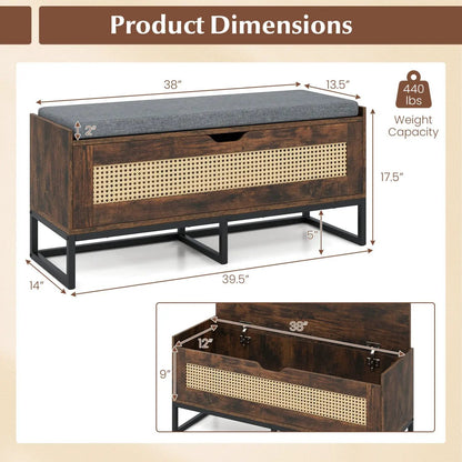 Rattan Storage Chest and Wicker Shoe Bench