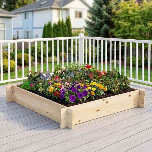 39.5 Inch Square Wooden Raised Garden Bed