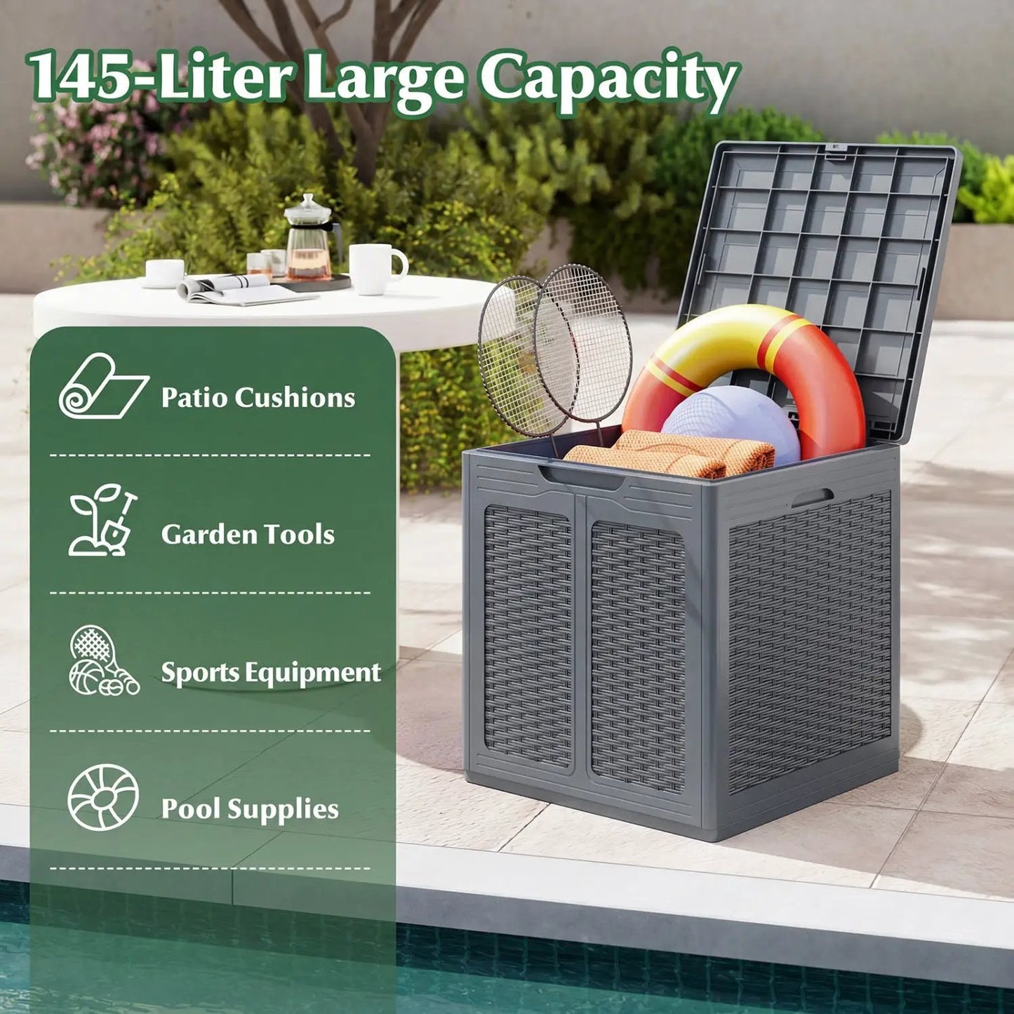 39 Gallon Deck Box with Lockable Lid Weatherproof