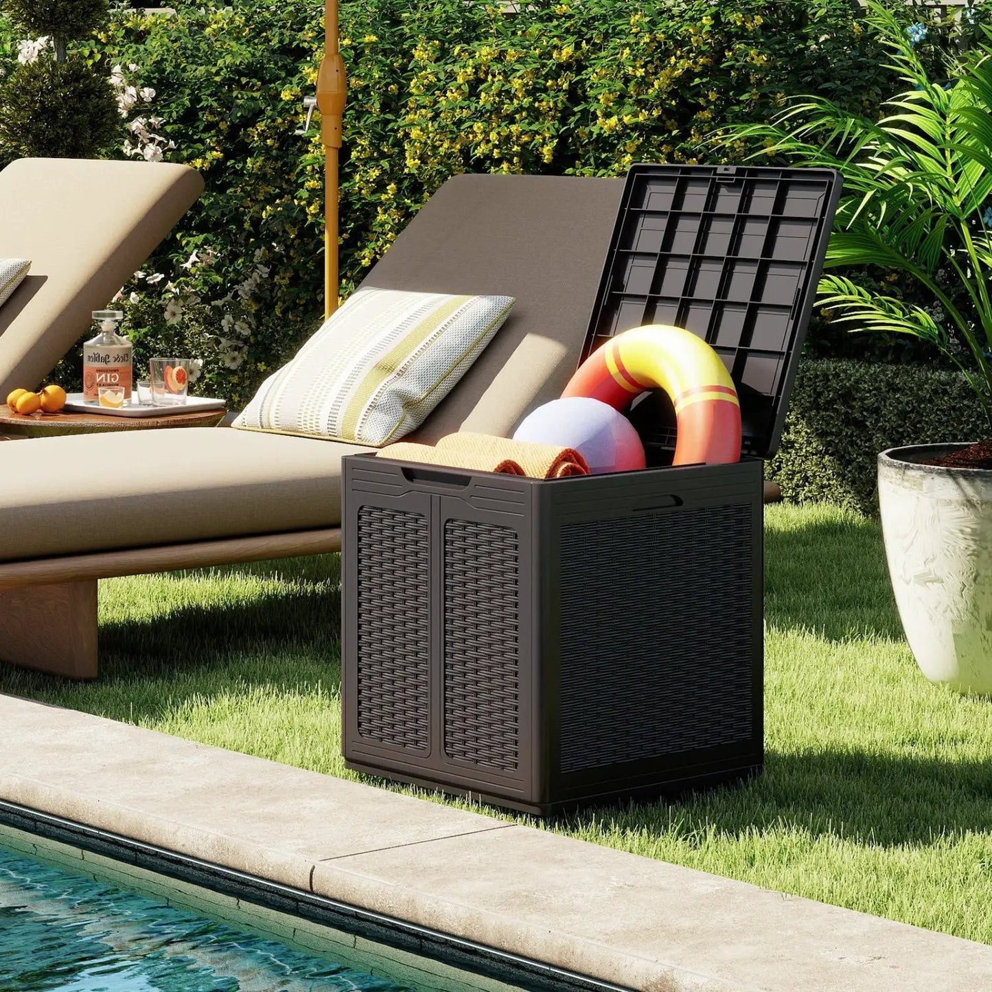 39 Gallon Deck Box with Lockable Lid Weatherproof