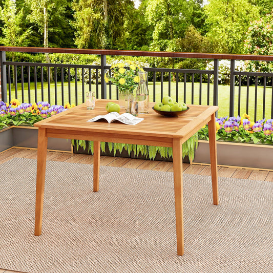 40 Inch Acacia Wood Dining Square Bistro Table with 1.96 Inch Umbrella Hole - Tampa Home & Garden Store