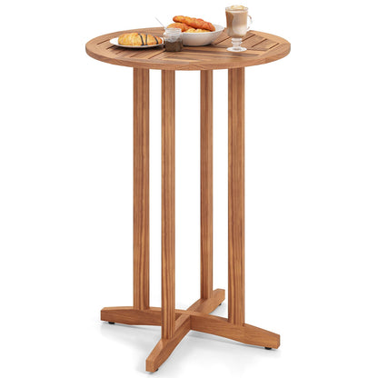 Mesa de bar de acacia para exterior de 39 pulgadas con tablero de listones