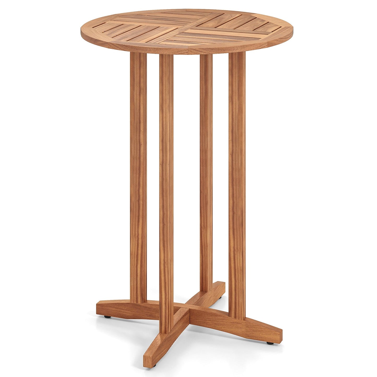 Mesa de bar de acacia para exterior de 39 pulgadas con tablero de listones