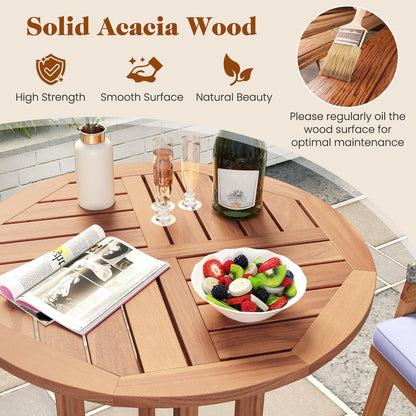 Mesa de bar de acacia para exterior de 39 pulgadas con tablero de listones