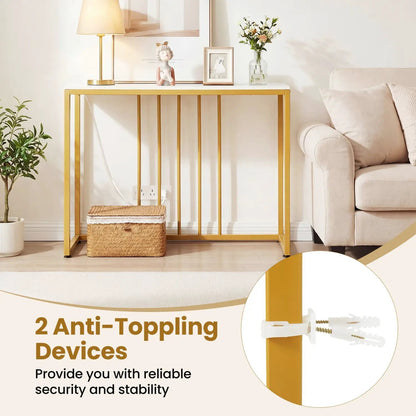 39-Inch Console Table With Built-In Charger