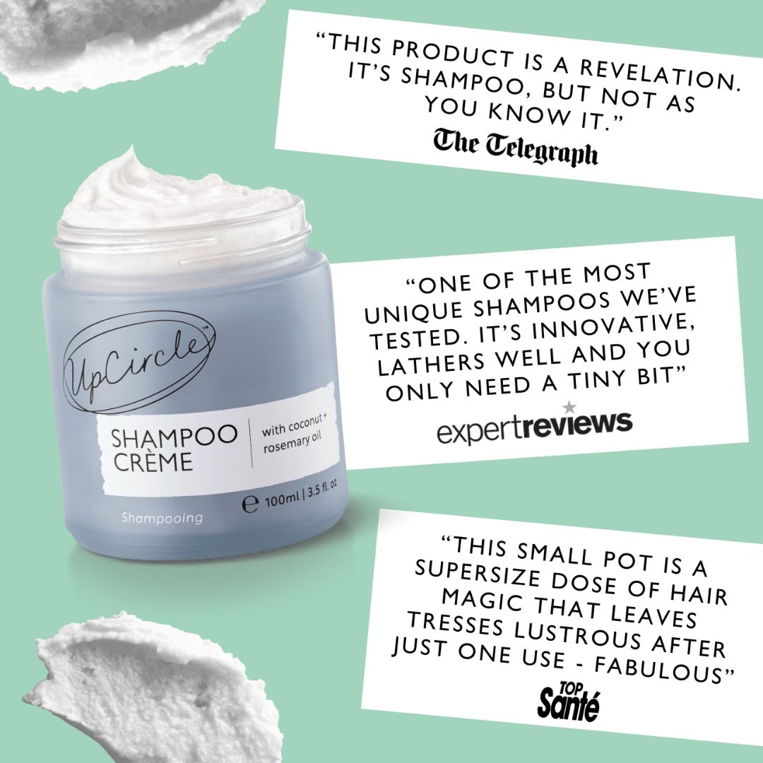 UpCircle Shampoo Crème haircare duo jar with coconut rosemary oil, pastel blue tub on Tampa Home & Garden Store
