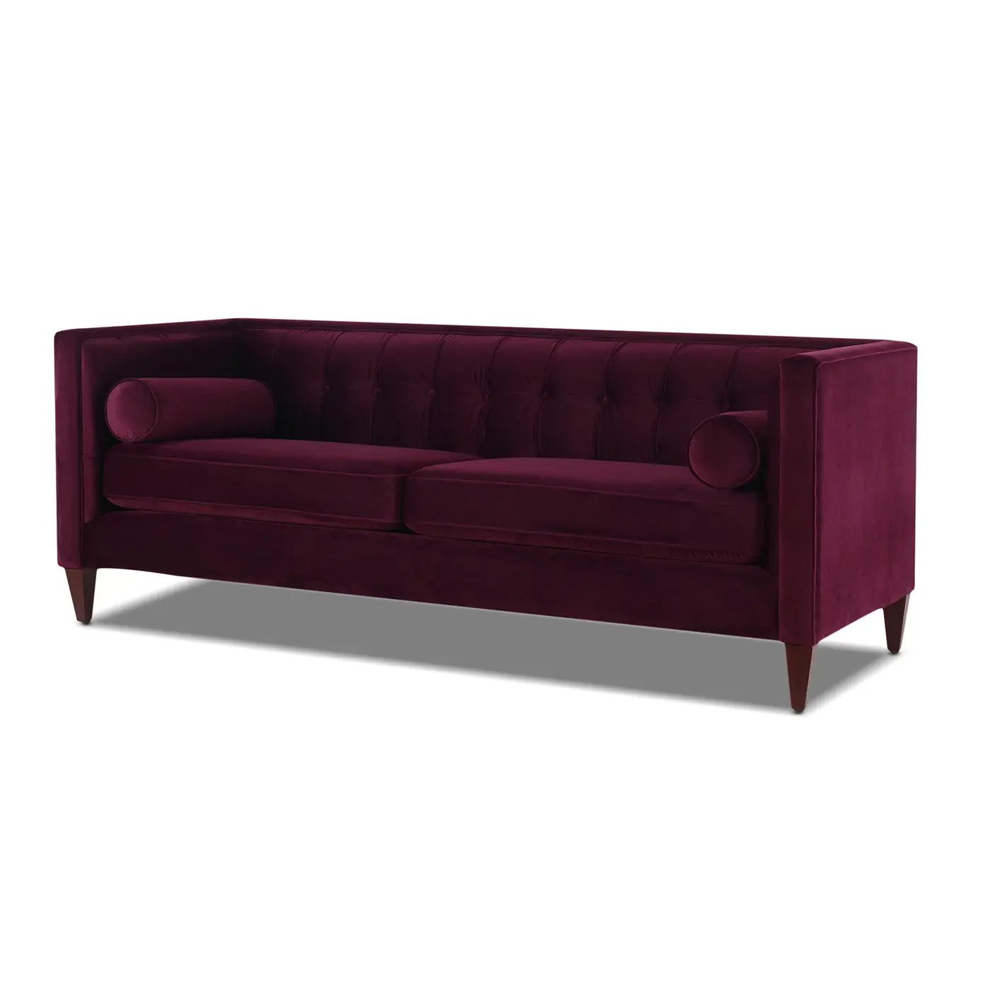 Jack - Modern Tuxedo Tufted Velvet Sofa burgundy stationary sofa by Unique Piece Furniture on Tampa Home & Garden Store