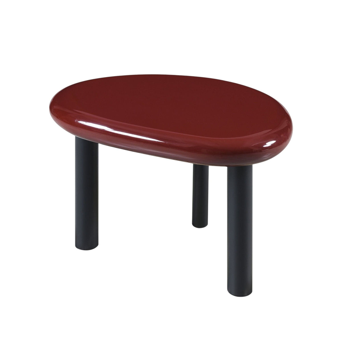 Red high-gloss end table Eddie by HouseOfZazla with round top and black legs on Tampa Home & Garden Store