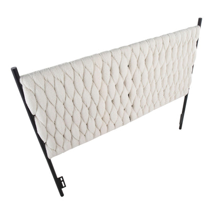 Braided Matisse Upholstered Queen Headboard with metal frame in cream boucle on Tampa Home & Garden Store