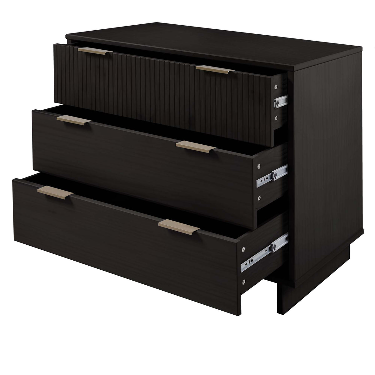Solid wood 3-drawer dresser with ribbed fronts in dark espresso, handles by HouseOfZazla on Tampa Home & Garden Store