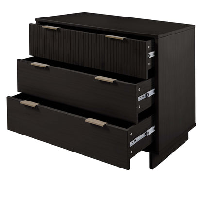 Solid wood 3-drawer dresser with ribbed fronts in dark espresso, handles by HouseOfZazla on Tampa Home & Garden Store
