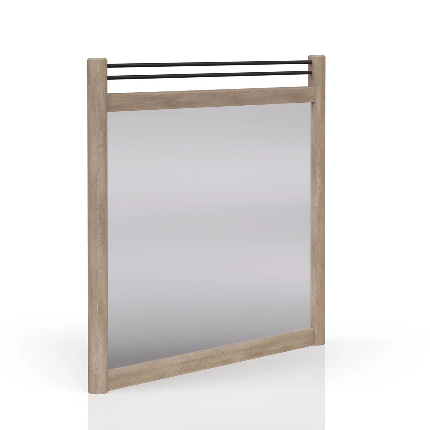 Poster Mirror Sand Finish Beveled Glass and Wood