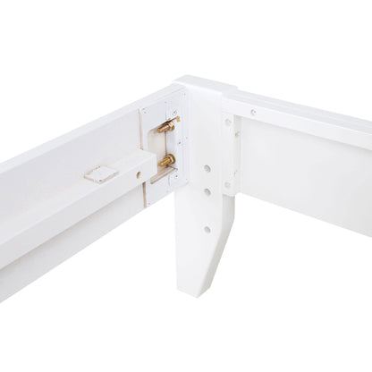 Hounslow platform bed frame by HouseOfZazla, white finish with exposed hardware and slats on Tampa Home & Garden Store
