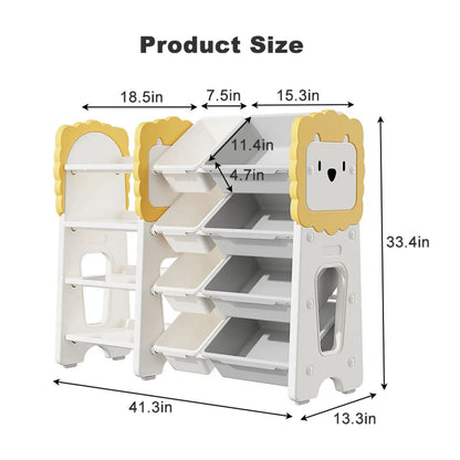 Kids Bookshelf and Toy Storage Organizers 4 Tier
