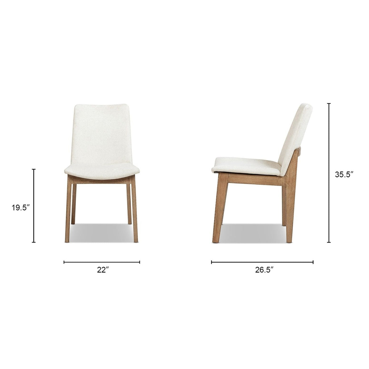 Light beige upholstered dining chair set of 2 with reclaimed pine wood frames HouseOfZazla on Tampa Home & Garden Store