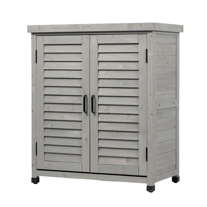 Outdoor Potting Bench With Metal Top and Cabinet