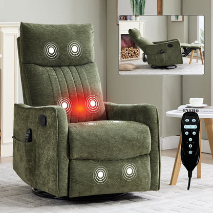 Green Heat Massage Manual Recliner Chair by HouseOfZazla in green upholstery with massage zones on Tampa Home & Garden Store