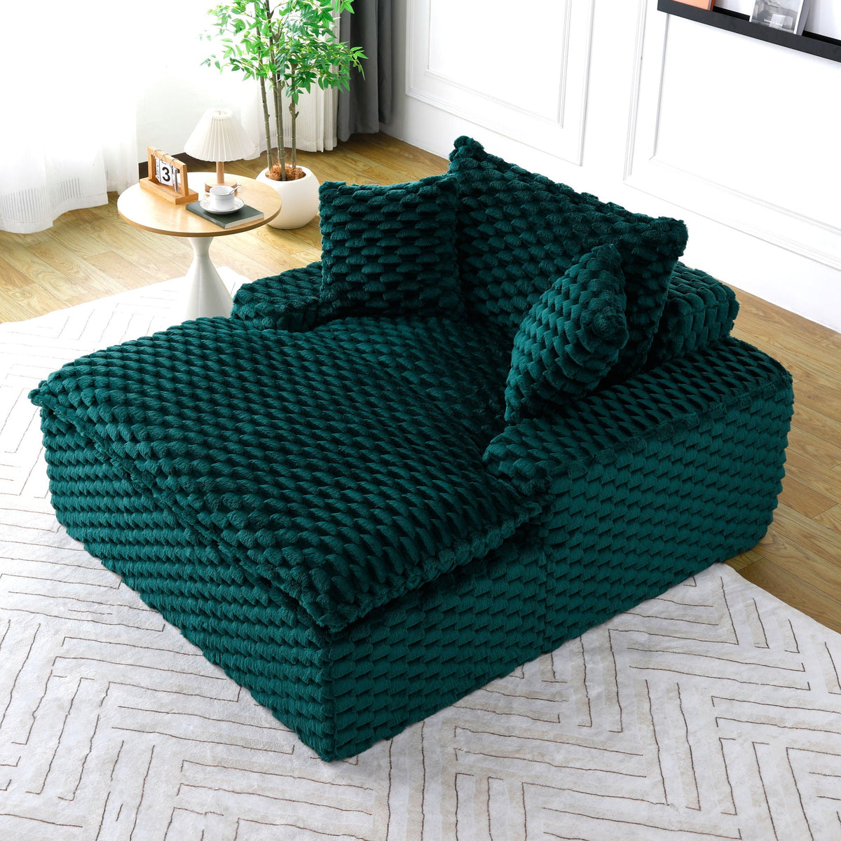 Comfort Bearing Sofa with 2 pillows and 1 backrest in green knitted texture, stationary on Tampa Home & Garden Store