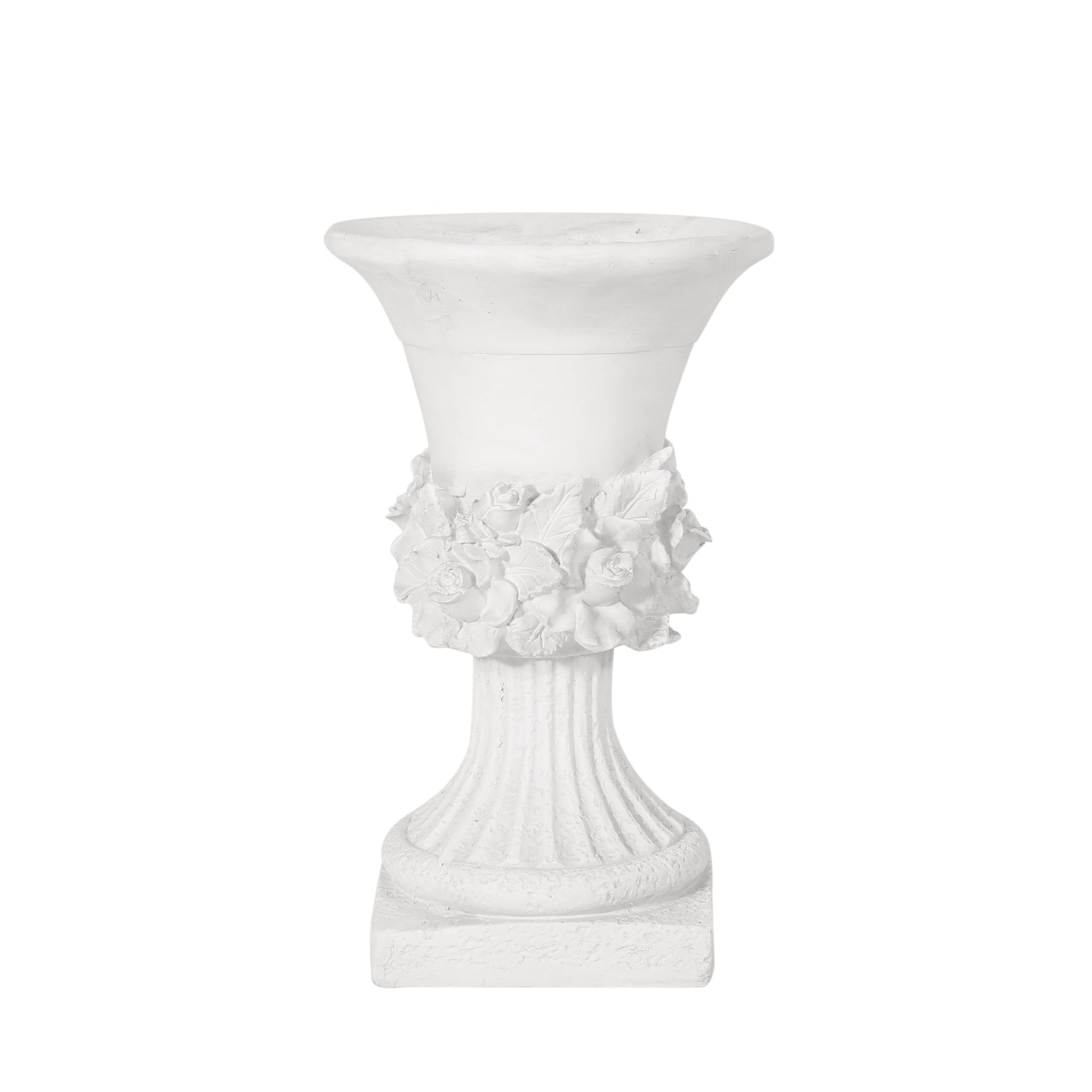 MGO Garden Urn Planter white ceramic urn with floral neck detail by HouseOfZazla on Tampa Home & Garden Store