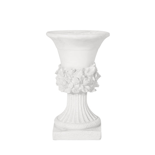 MGO Garden Urn Planter white ceramic urn with floral neck detail by HouseOfZazla on Tampa Home & Garden Store