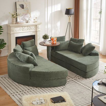 Round Oversized Sofa Bed with Throw Pillows