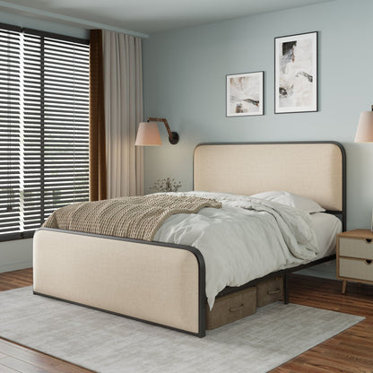 Modern Curved Upholstered Headboard and Footboard