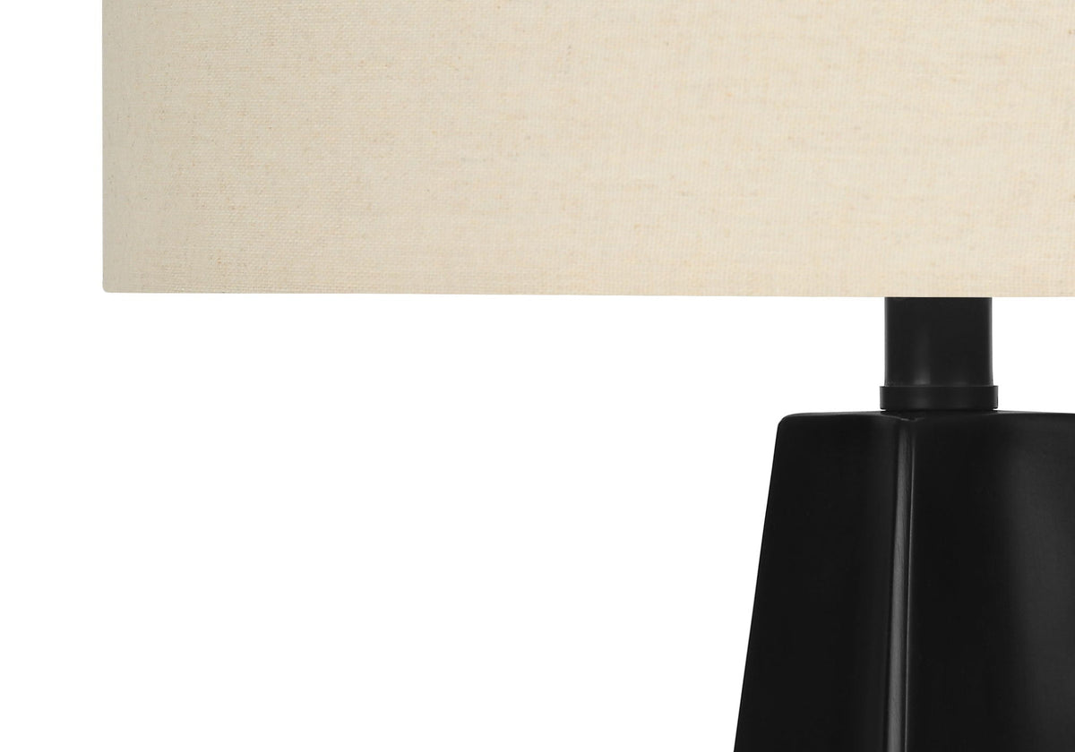 Table lamp black base with beige linen shade, modern style on Tampa Home & Garden Store