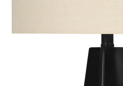 Table lamp black base with beige linen shade, modern style on Tampa Home & Garden Store