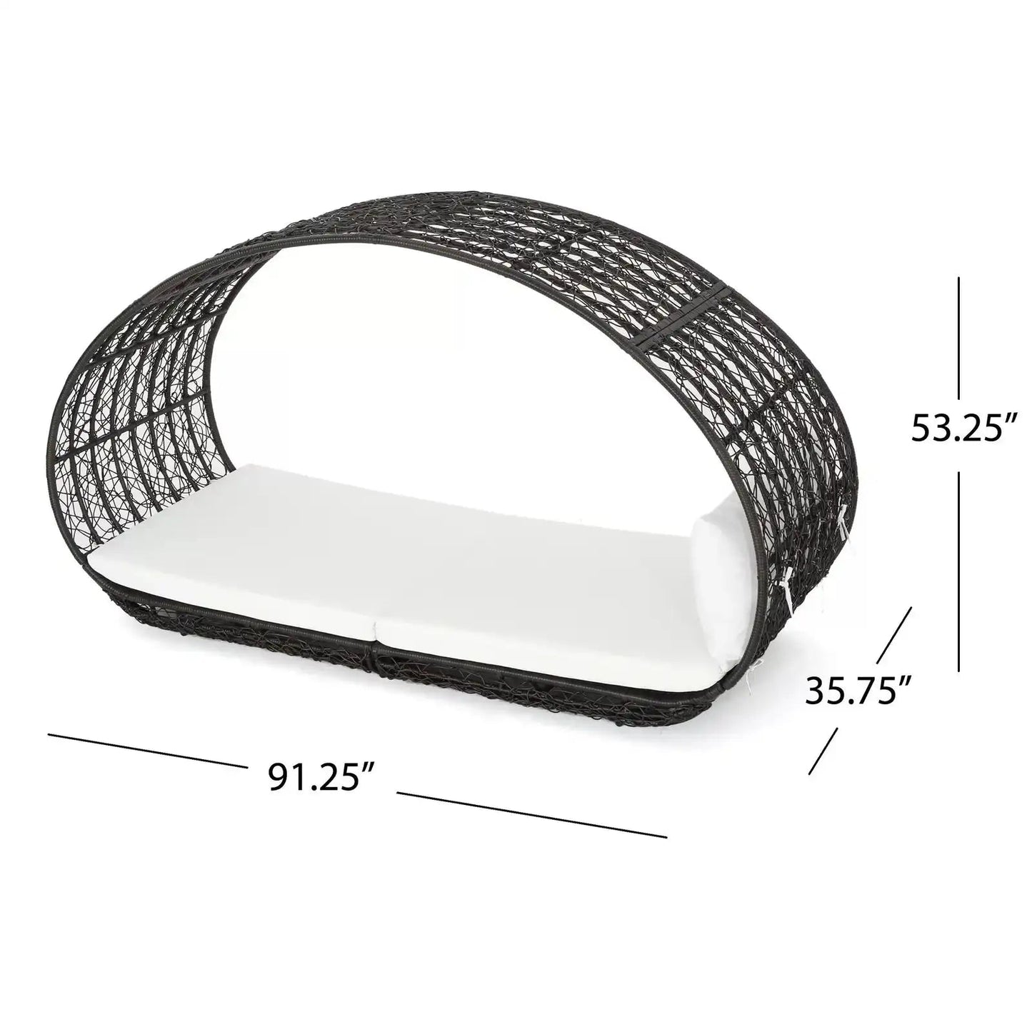 Abigal outdoor wicker daybed with cushion, black wicker, HouseOfZazla on Tampa Home & Garden Store