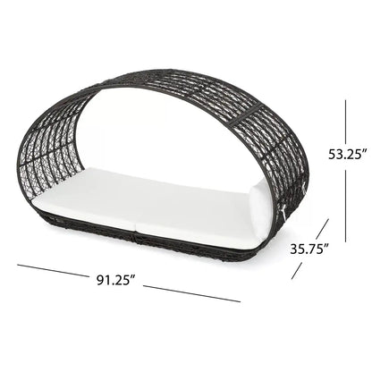 Abigal outdoor wicker daybed with cushion, black wicker, HouseOfZazla on Tampa Home & Garden Store