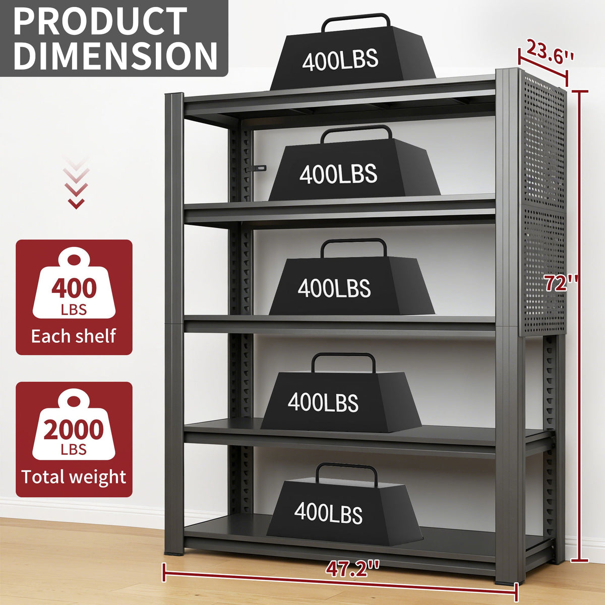 Industrial 5-Tier Adjustable Pegboard Shelving Unit, metal organizer, 400 lbs HouseOfZazla on Tampa Home & Garden Store