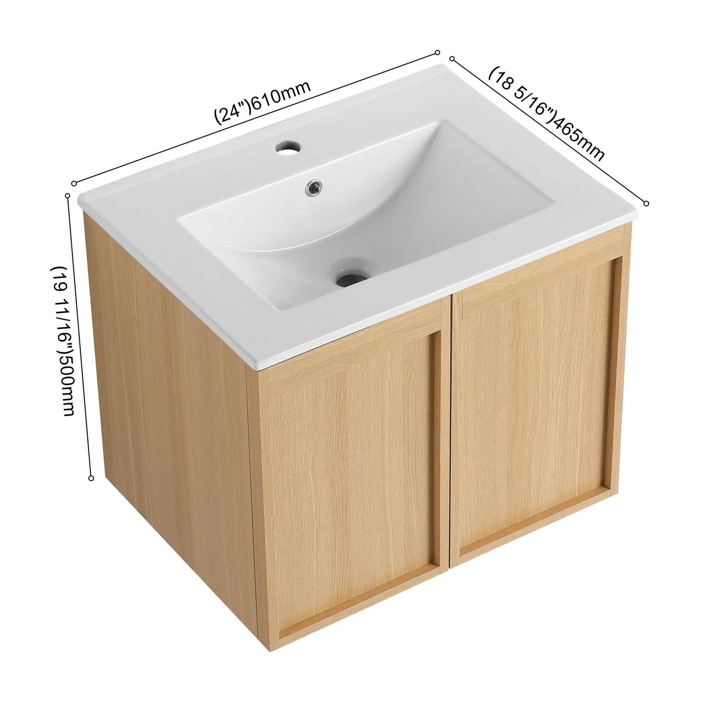 Floating Bathroom Vanity With Sink Combo: white sink atop natural wood cabinet, wall-mounted on Tampa Home & Garden Store