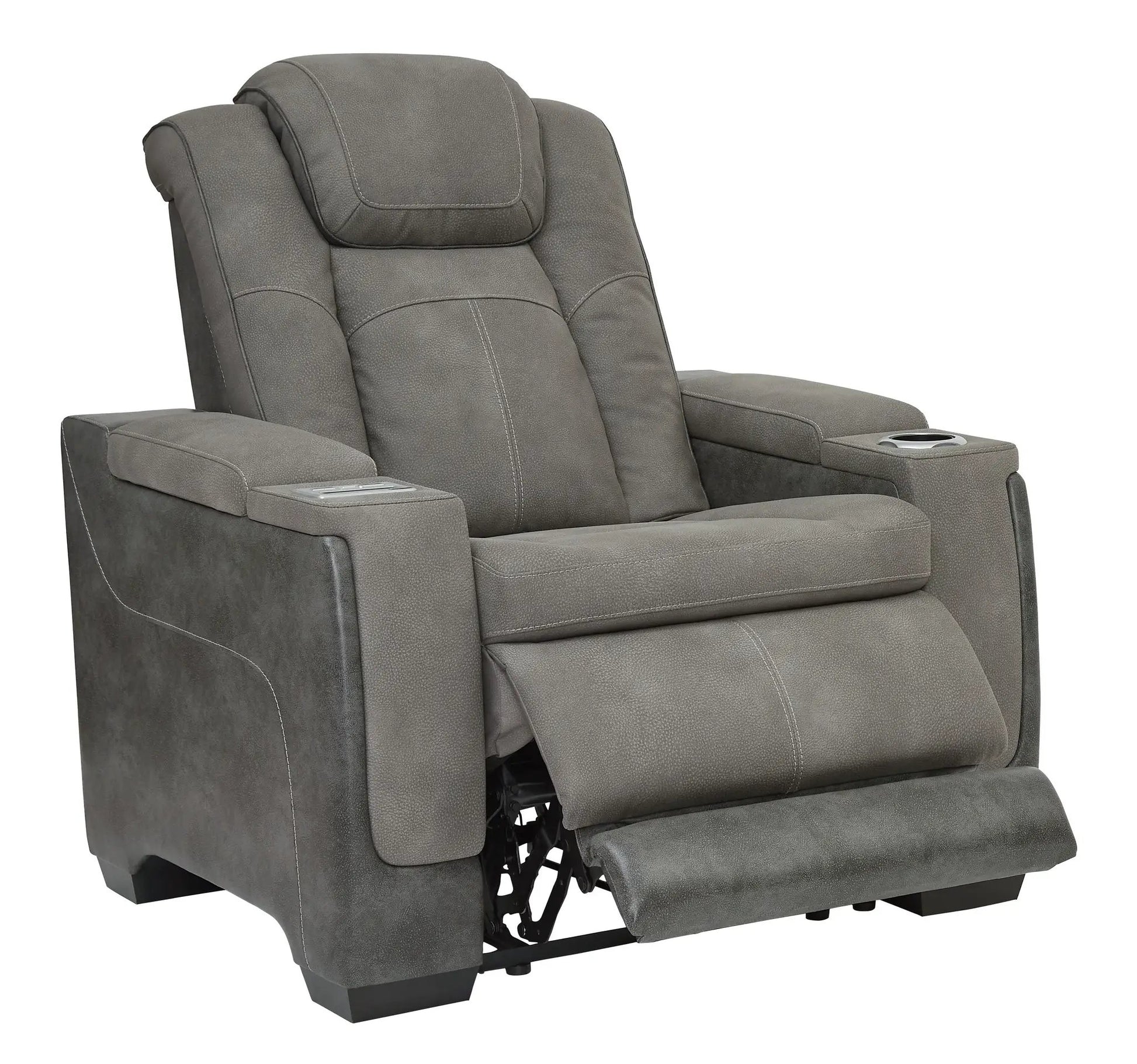 Next-Gen Durapella power recliner with adjustable headrest in gray upholstery by Unique Piece Furniture on Tampa Home & Garden Store