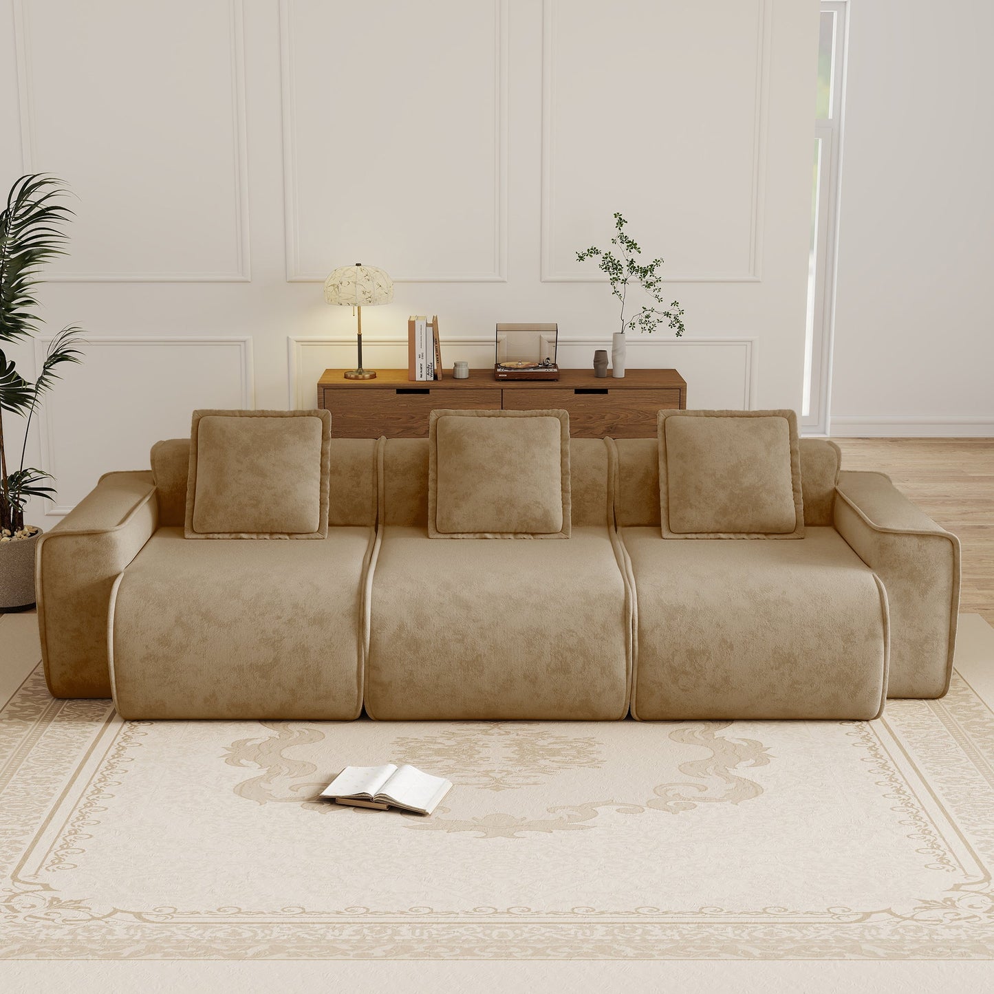 Deep Seat Modular Velvet Sofa for Modern Living