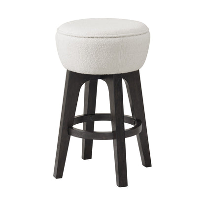 Backless bar stools set of 2 with cream cushion and dark wood legs on Tampa Home & Garden Store