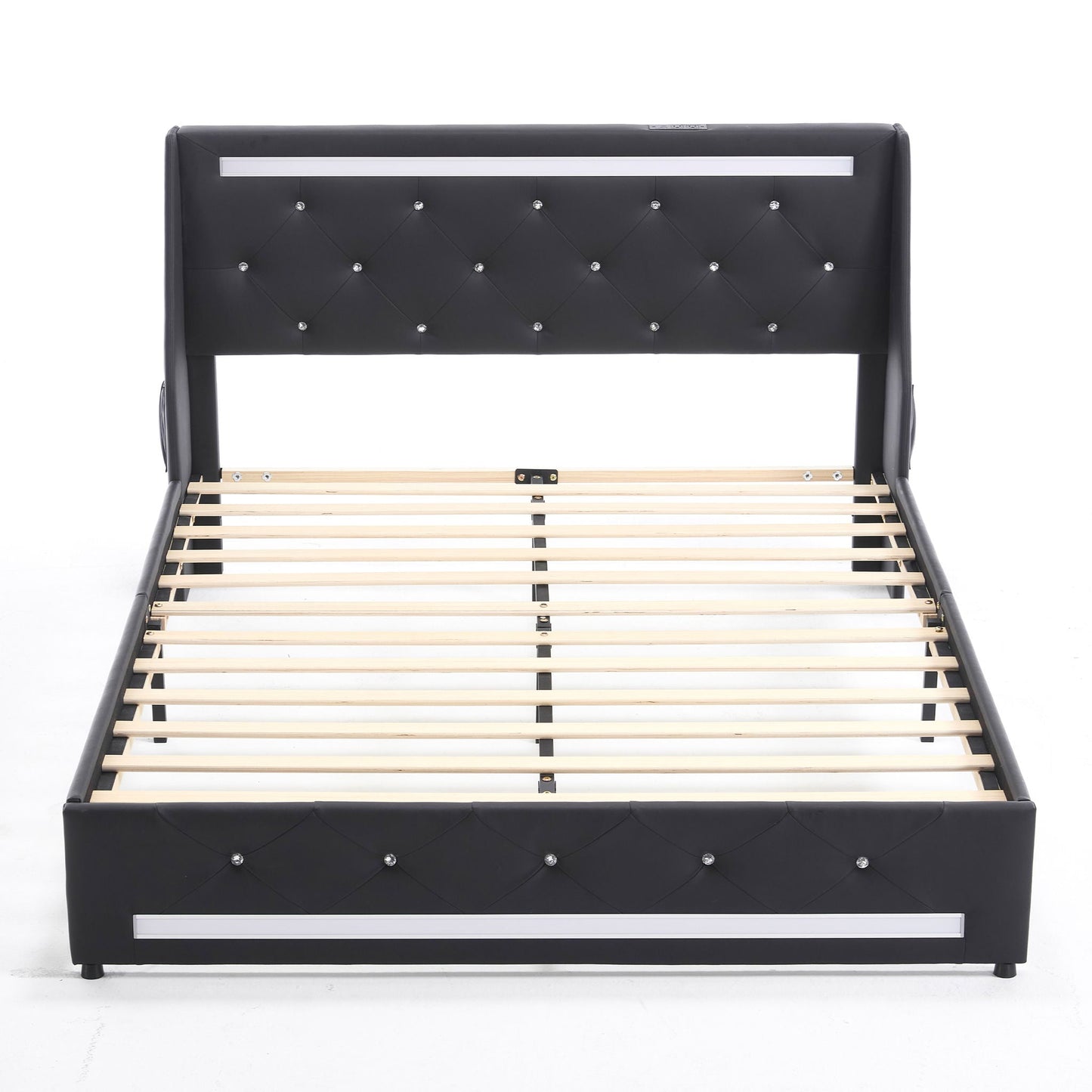 Wingback Upholstered Bed Frame Led and Usb
