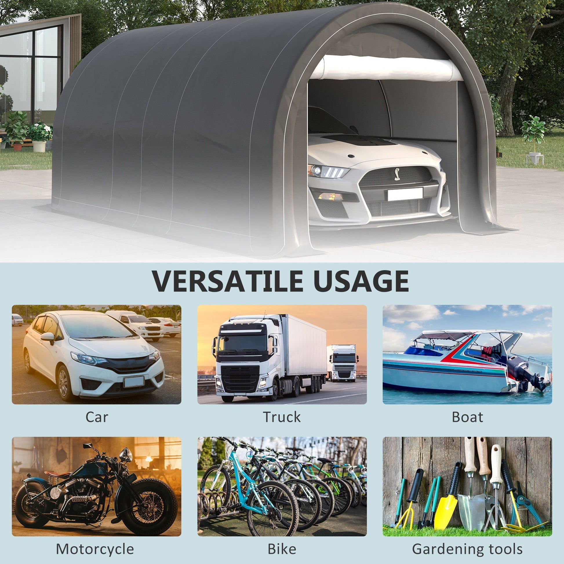 Outsunny 10x16 carport heavy-duty portable garage with zippered door and anti-UV canopy on Tampa Home & Garden Store