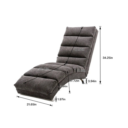 Massage chaise lounge indoor with remote in gray fabric, ergonomic electric lounger on Tampa Home & Garden Store