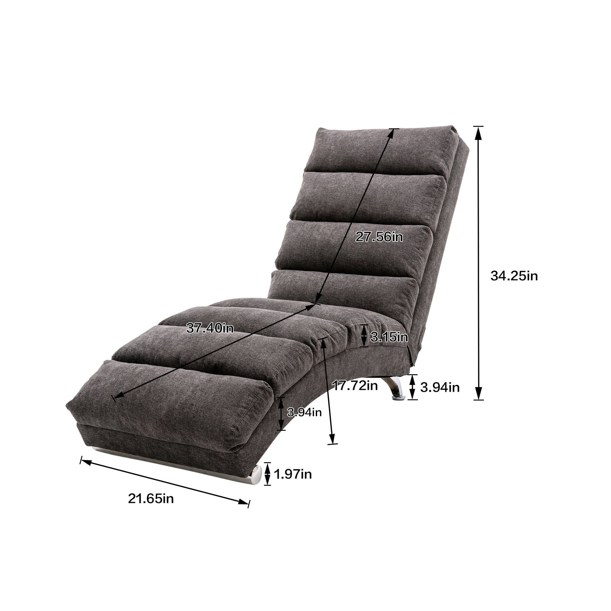 HouseOfZazla massage chaise lounge indoor with remote control in dark gray fabric on Tampa Home & Garden Store