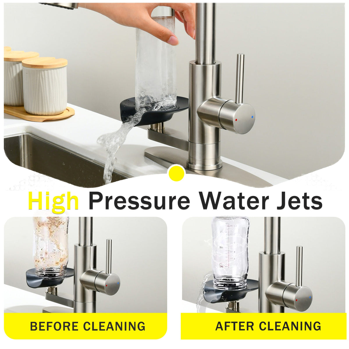 3-in-1 Kitchen Faucet with pull-down sprayer and glass rinser in brushed nickel LED display on Tampa Home & Garden Store