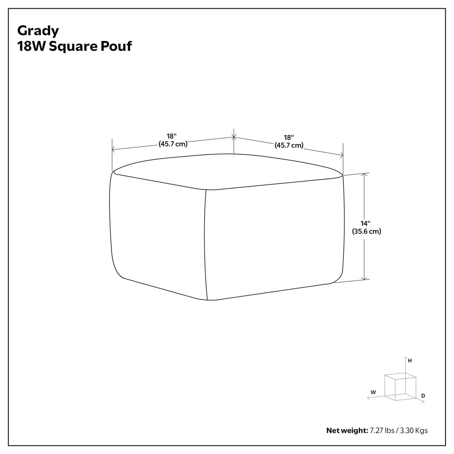 Grady Handcrafted Square Pouf for Living Room