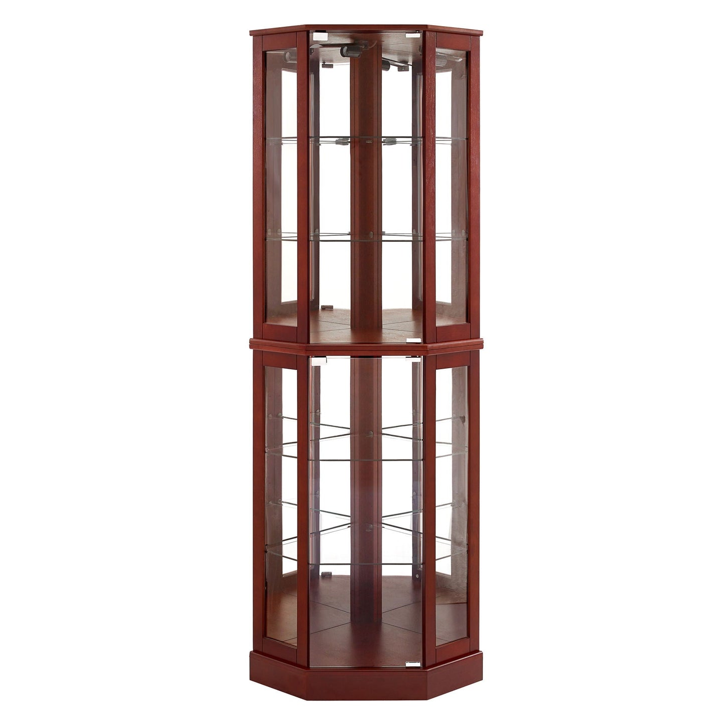 6-Shelf Corner Curio Cabinet with Glass Doors, Lights and Adjustable Shelves by HouseOfZazla on Tampa Home & Garden Store